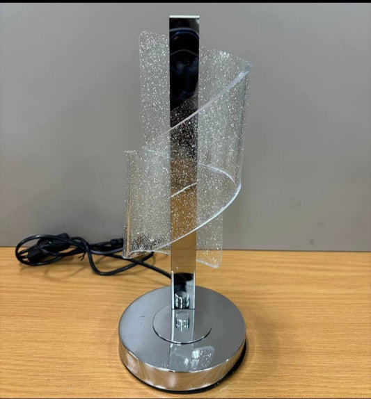 Modern Spiral Glass Table Lamp – Chrome Finish